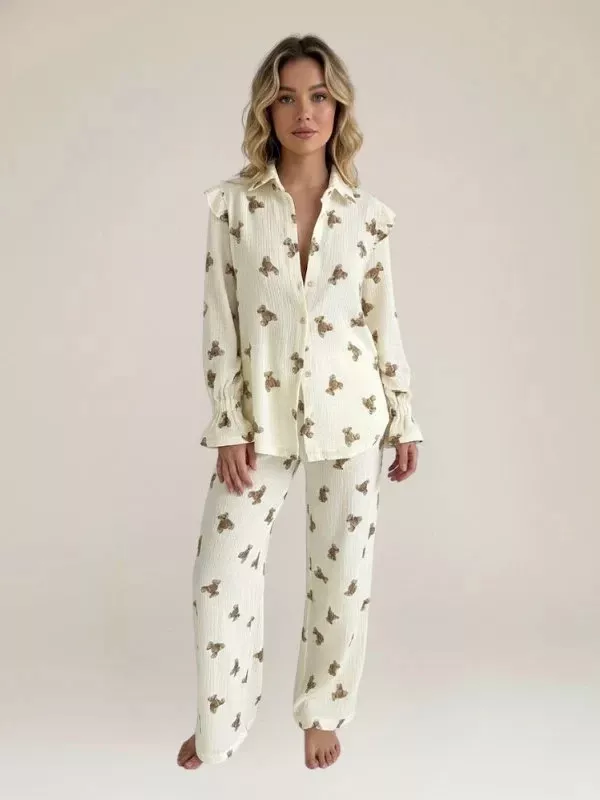 Beau Pyjama Pour Femme En Coton "Ourson"