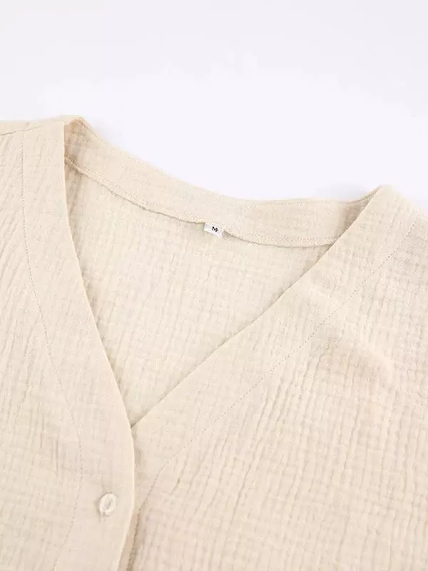 Pyjama Pour Femme En Coton Beige "Nuage de Douceur"
