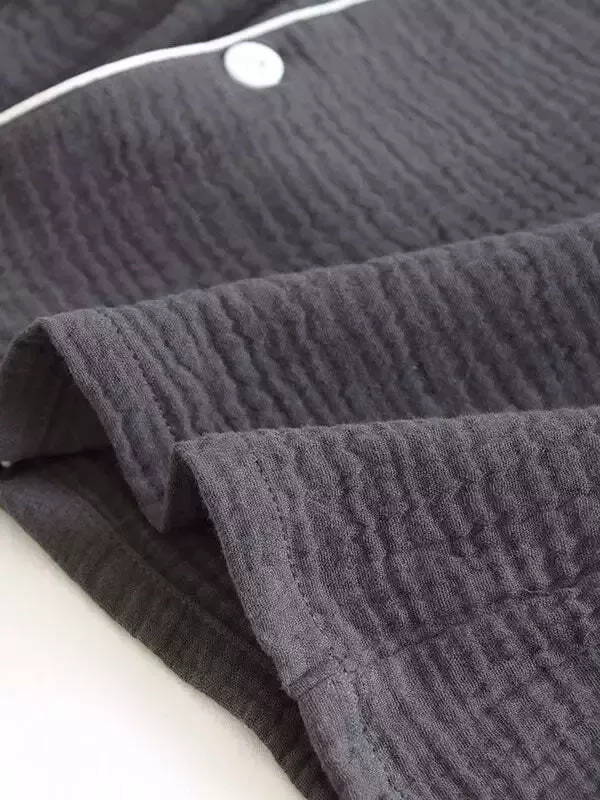 Pyjama Pour Homme En Coton Gris Anthracite "Brume Matinale"