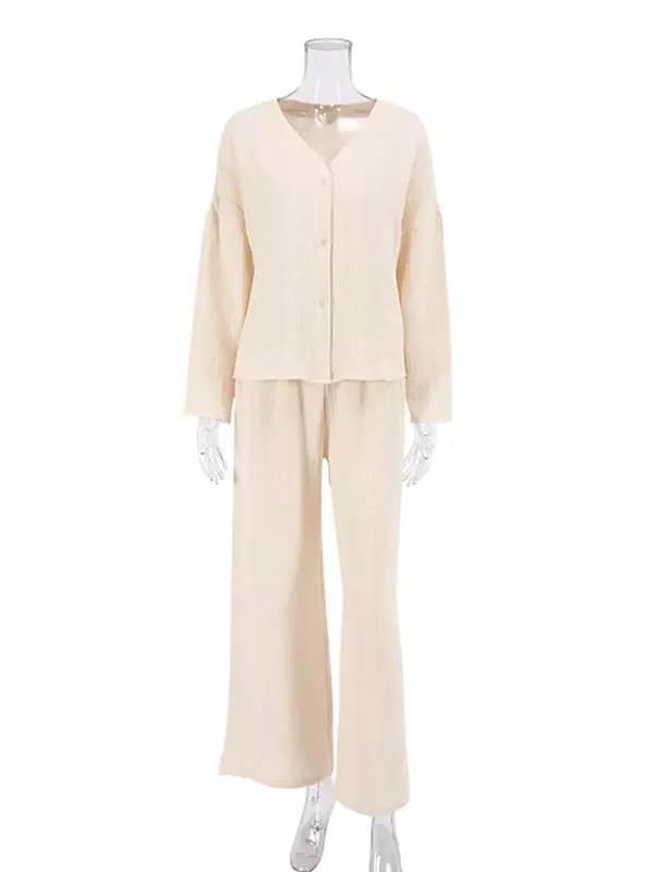 Pyjama Pour Femme En Coton Beige "Nuage de Douceur"