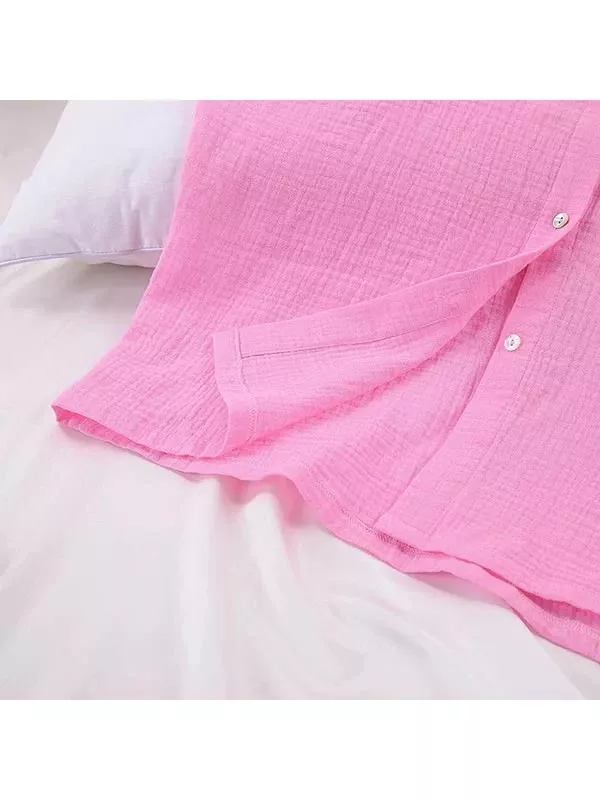 Pyjama Short en Coton Rose Pour Femme "Soupir d'Étoiles"