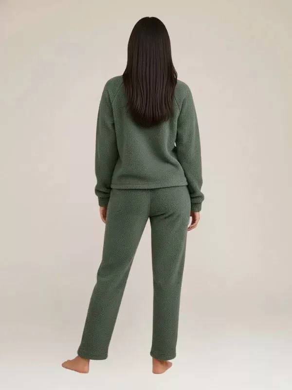 Pyjama Chaud Pour Femme en Flanelle Vert Sauge "Eden Polaire"