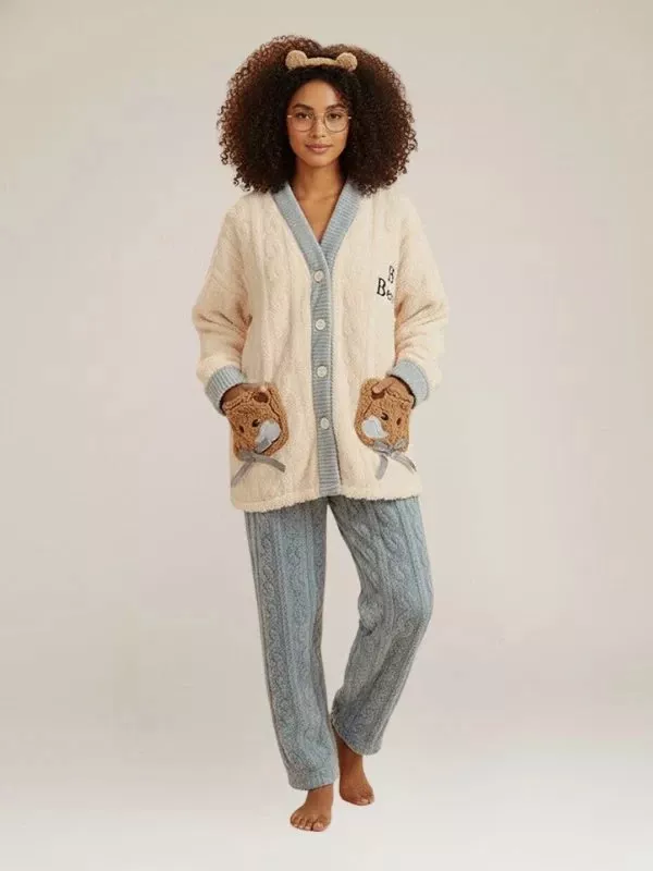 Ensemble Pyjama Avec Veste Polaire Pour Femme "Évasion de Flocon"