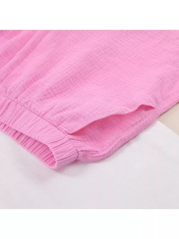 Pyjama Short en Coton Rose Pour Femme "Soupir d'Étoiles"