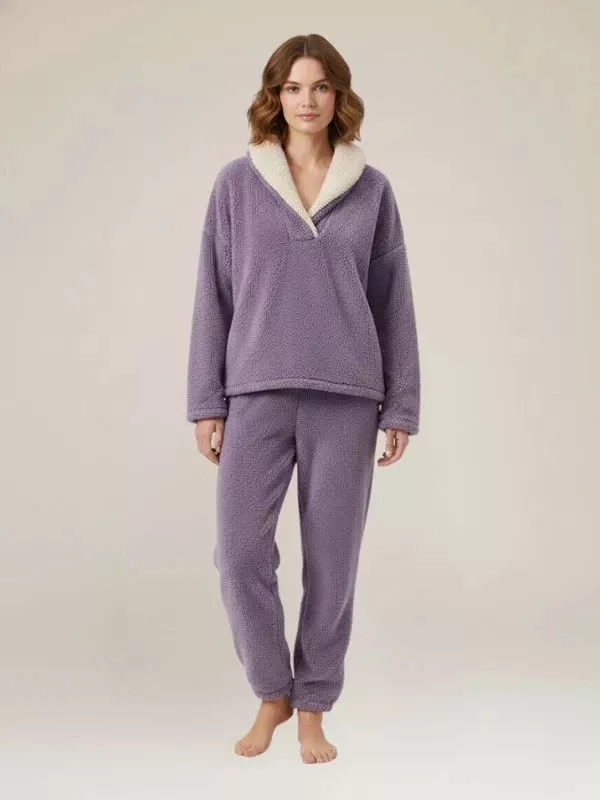 Pyjama En Polaire Violet Pour Femme "Flocon de Douceur"