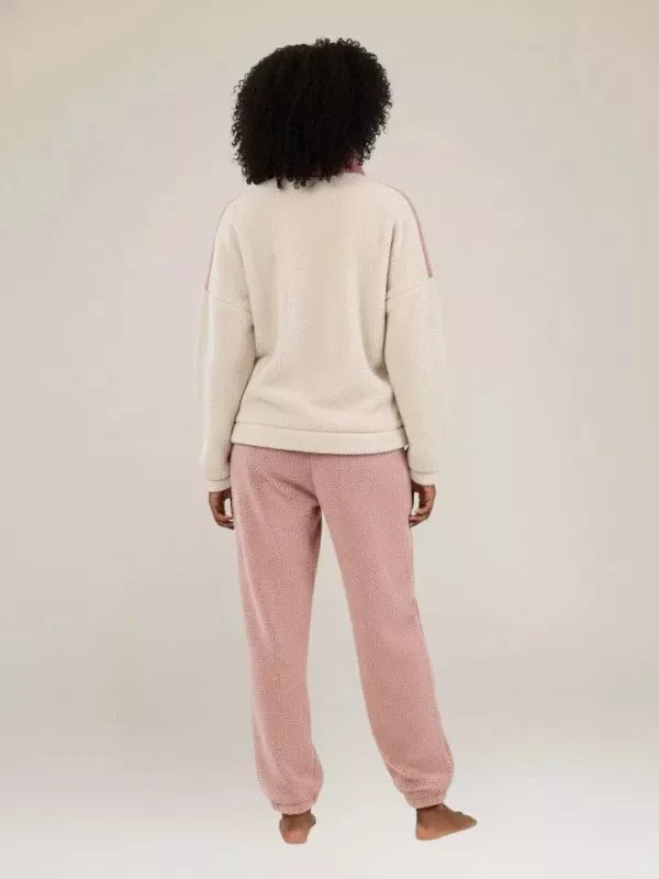 Pyjama En Polaire Pour Femme Crème et Rose "Flocon de Douceur"