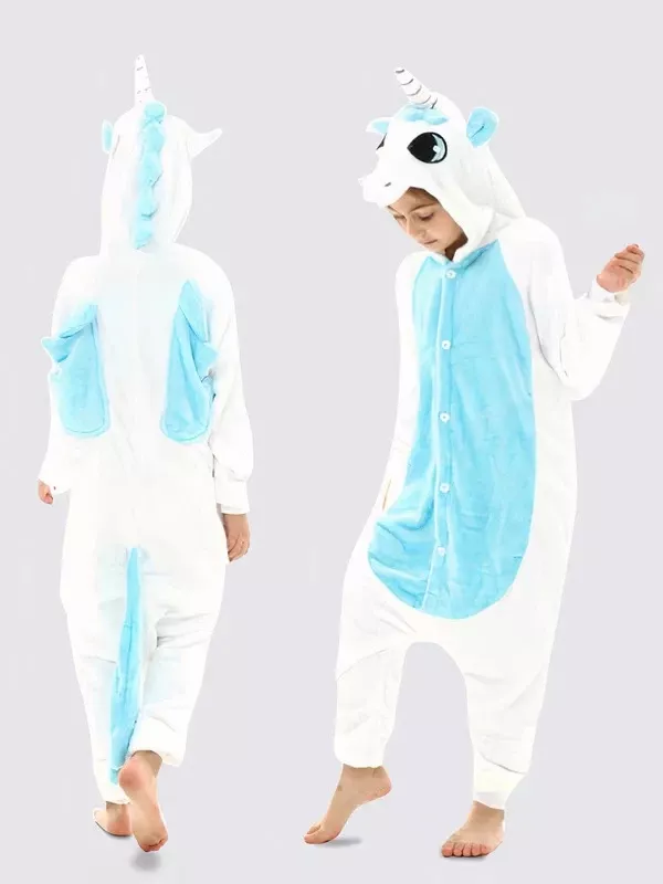 Combinaison Pyjama Pour Fille "Licorne Bleu"