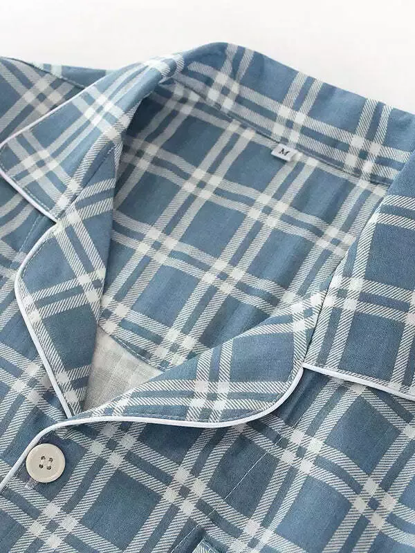 Pyjamas Pour Homme 100% Coton À Carreaux "Douceur d'Ébène"