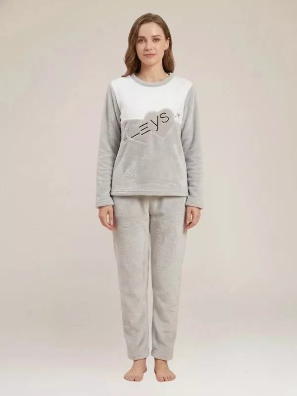 Pyjama D'hiver Polaire Pour Femme Motif Cœur "Câlin Polaire"