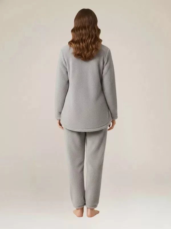 Pyjama Pour Femme en Polaire Grise "Flocon de Douceur"