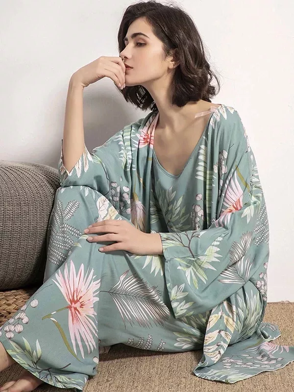 Ensemble Pyjama Pour Femme 3 Pièces "Souffle de Jasmin"
