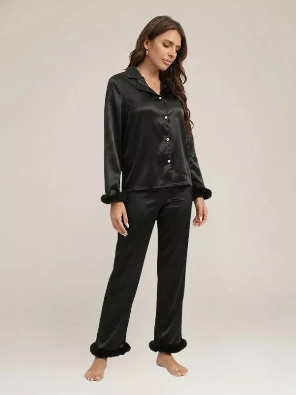 Pyjama Noir Pour Femme En Satin "Nuit Douce"