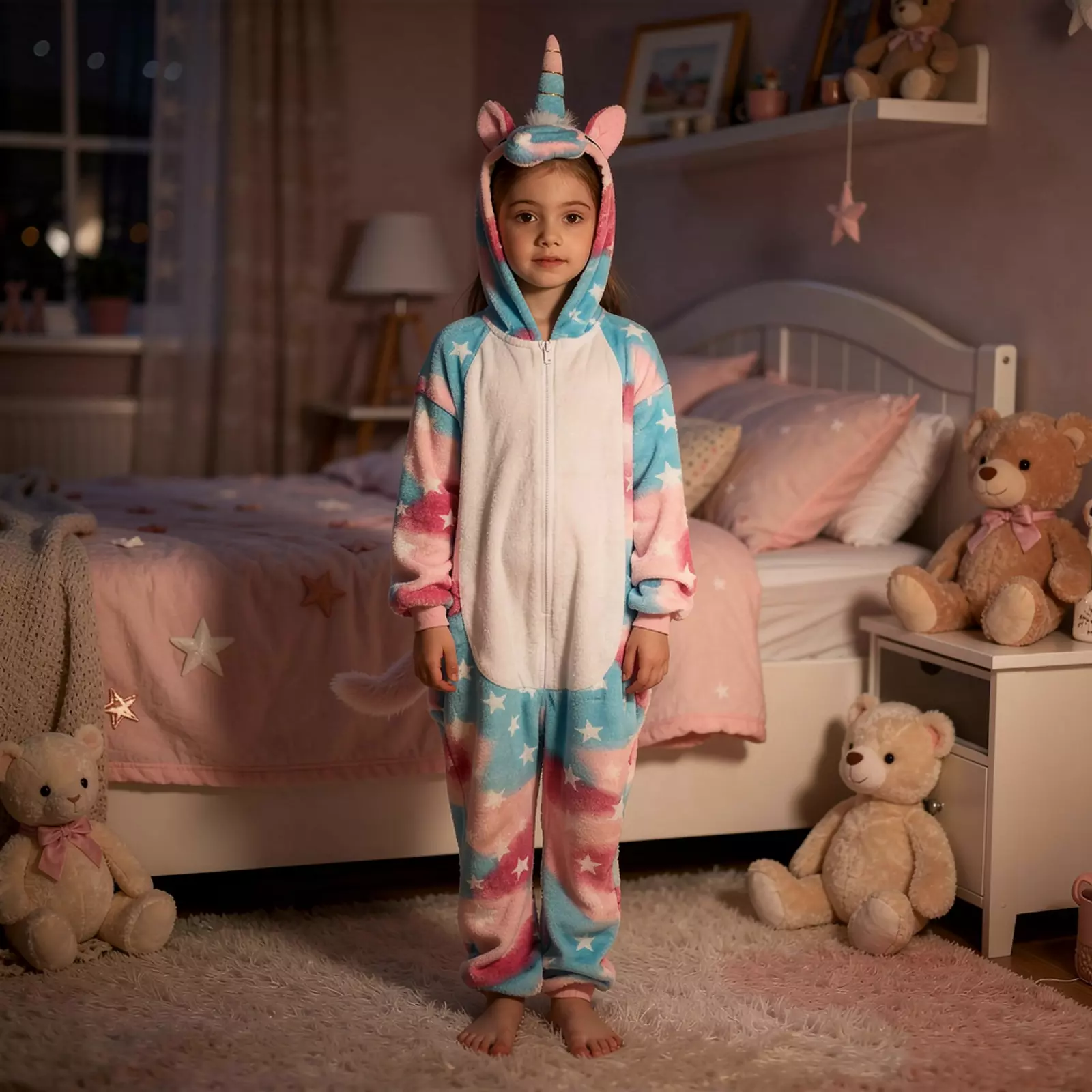 Combinaison Pyjama Fille "Licorne Féerique Étoilée"