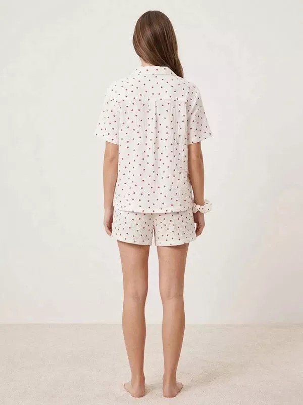 Ensemble Pyjama Short Coton Pour Femme "Coeur Léger"