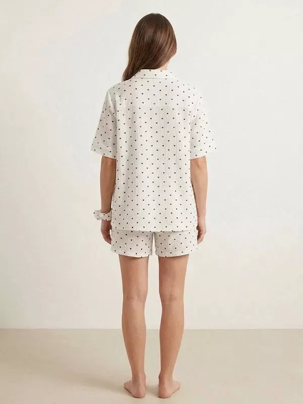 Ensemble Pyjama Short Coton Pour Femme "Coeur Léger"