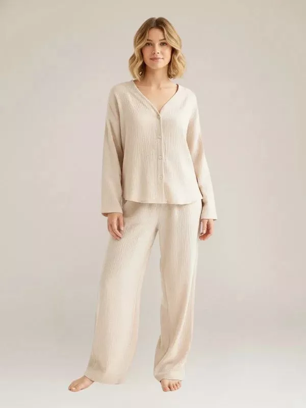 Pyjama Pour Femme En Coton Blanc "Sillage de Lys"