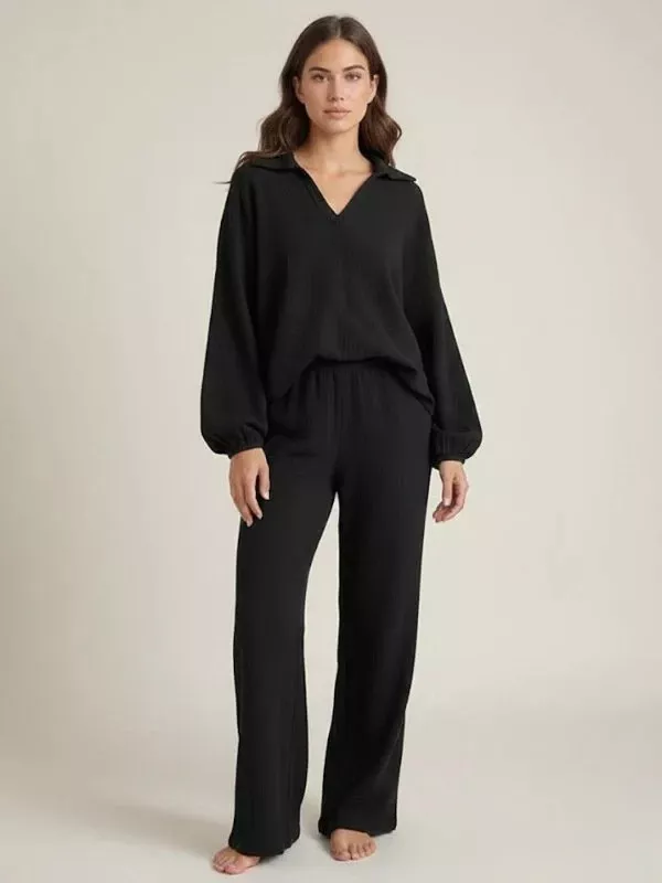 Pyjama Noir En Coton Pour Femme "Mélodie de Nuit"