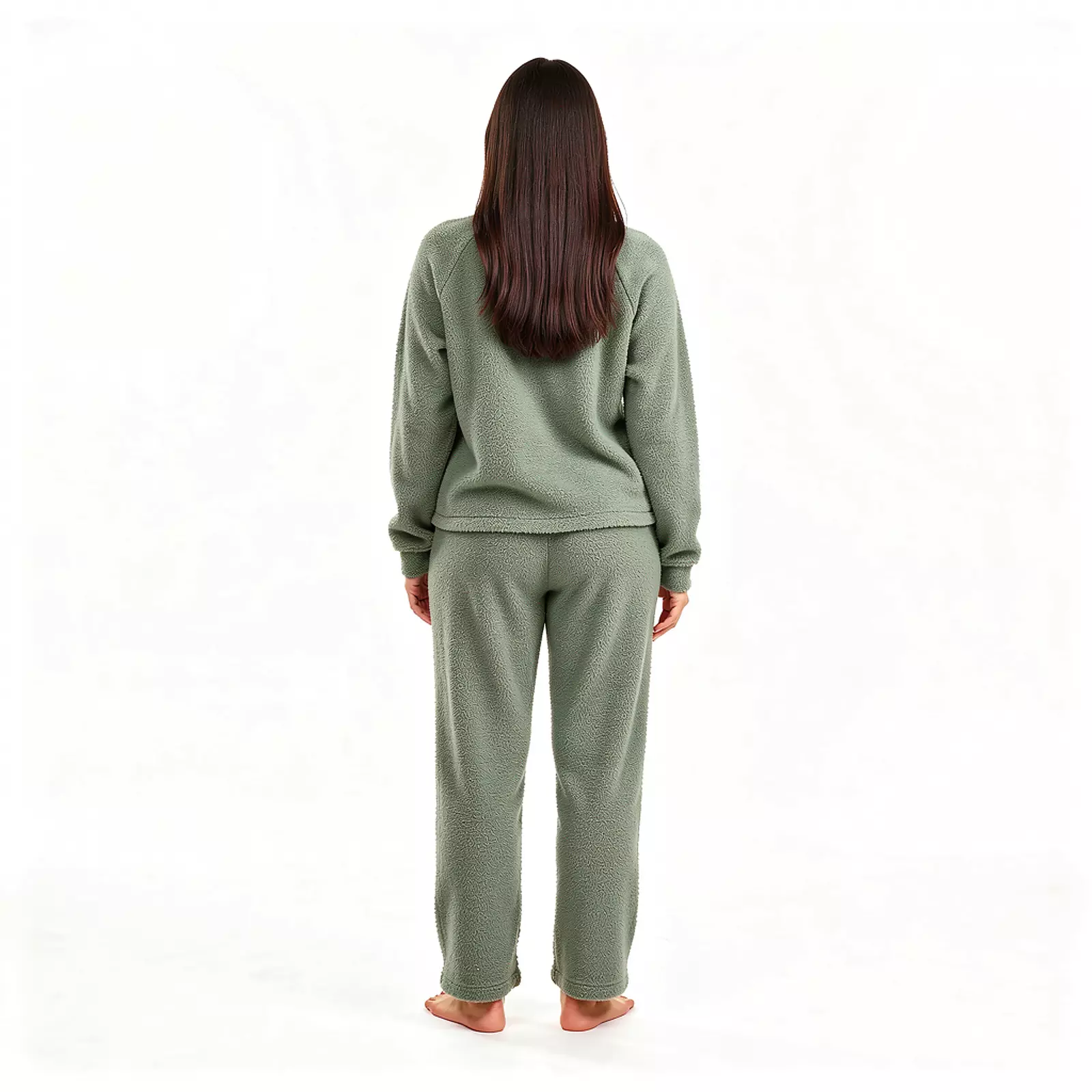Pyjama Chaud Pour Femme en Flanelle Vert Sauge "Eden Polaire"
