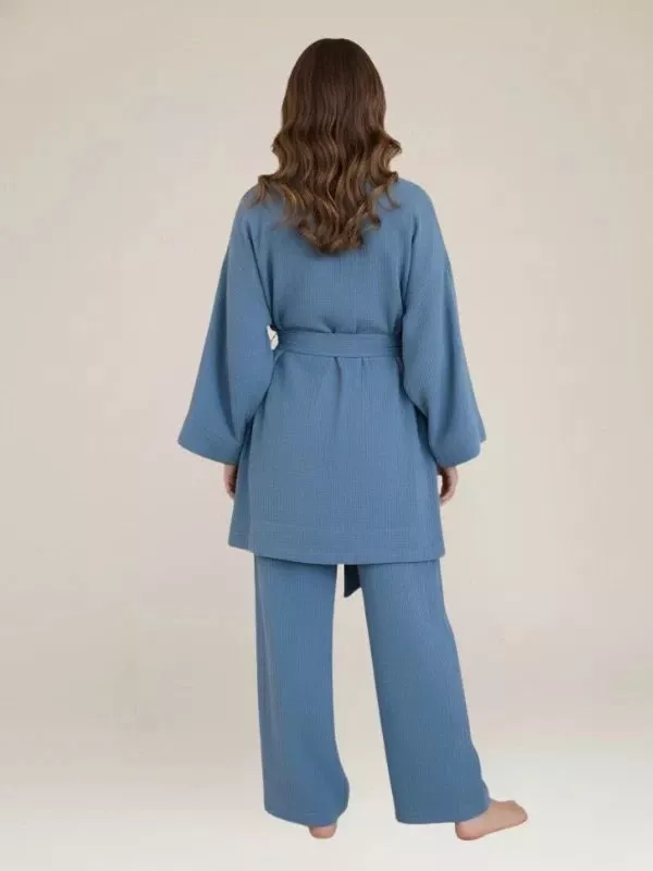 Pyjama Kimono Bleu Pour Femme "Murmure d'Océan"