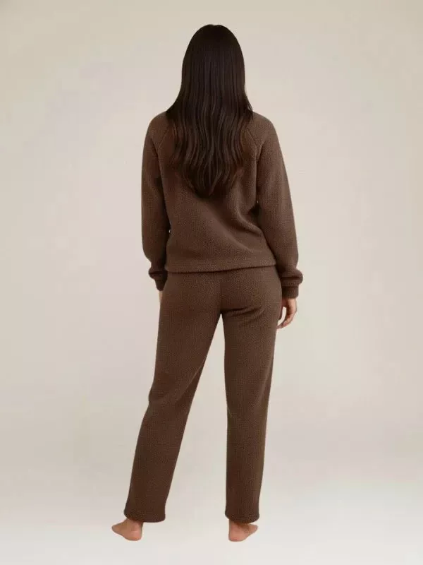 Pyjama d'Hiver Chaud en Flanelle Pour Femme Marron "Eden Polaire"