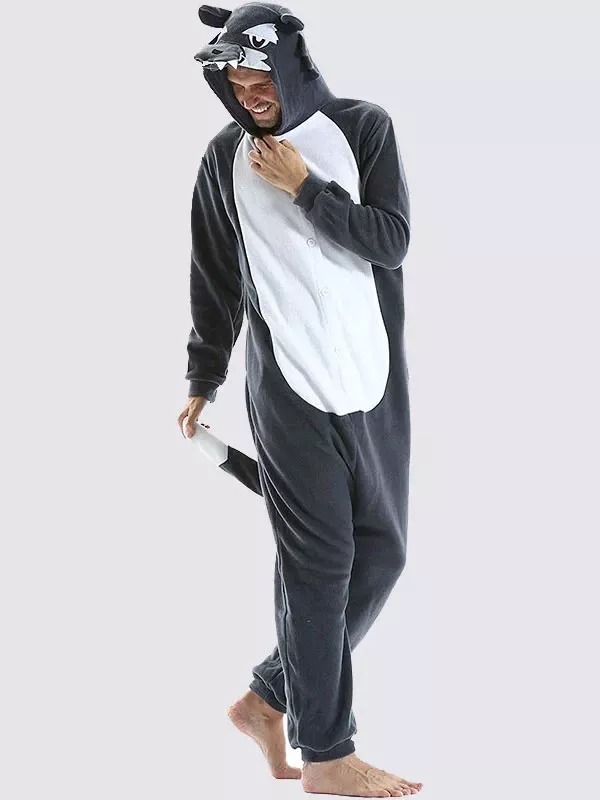 Combinaison Pyjama Pour Homme "Loup Gris"
