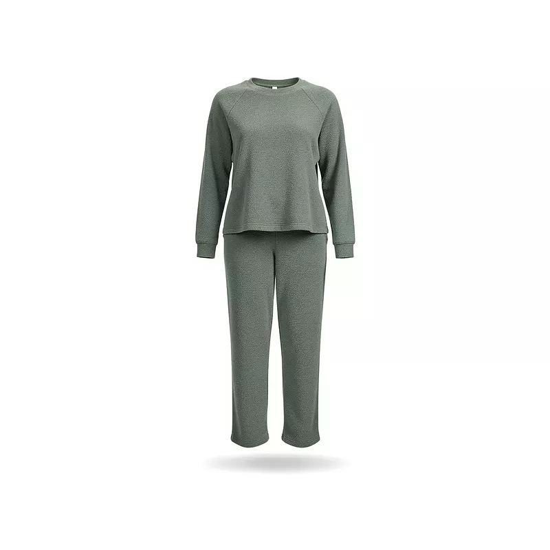 Pyjama Chaud Pour Femme en Flanelle Vert Sauge "Eden Polaire"